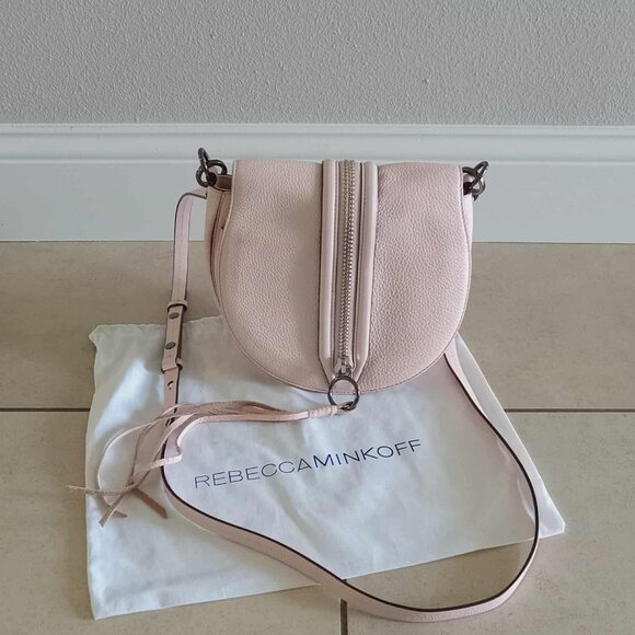 Rebecca Minkoff Mara Crossbody Saddle Bag in Blush - Picture 1 of 14